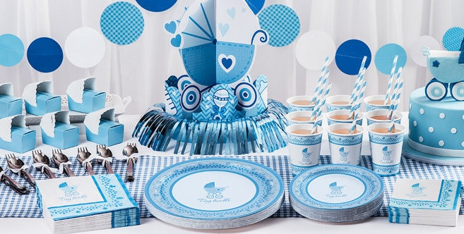 Baby Shower Games Party City
 Blue Stroller Baby Shower Party Supplies Party City