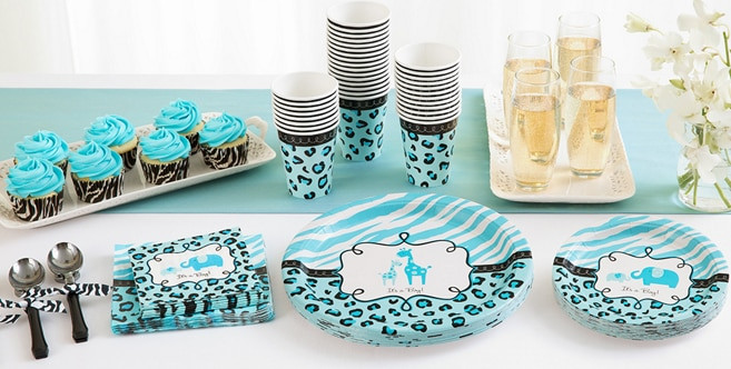 Baby Shower Games Party City
 Blue Safari Baby Shower Party Supplies Party City