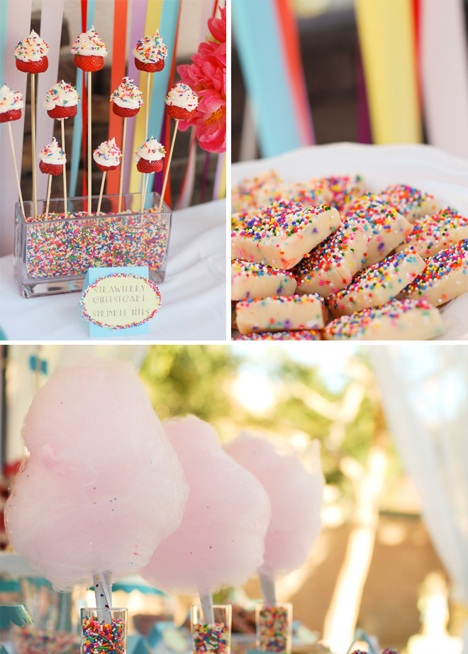 Baby Sprinkle Party
 Rainbow Sprinkles Birthday Party and Candy Buffet Ideas