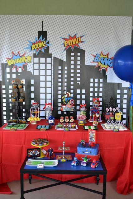 Baby Superhero Party Ideas
 Boy s Superhero Birthday Party Dessert Table