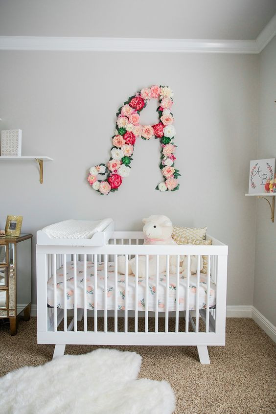 Baby Wall Decoration Ideas
 Baby girl nursery with floral wall