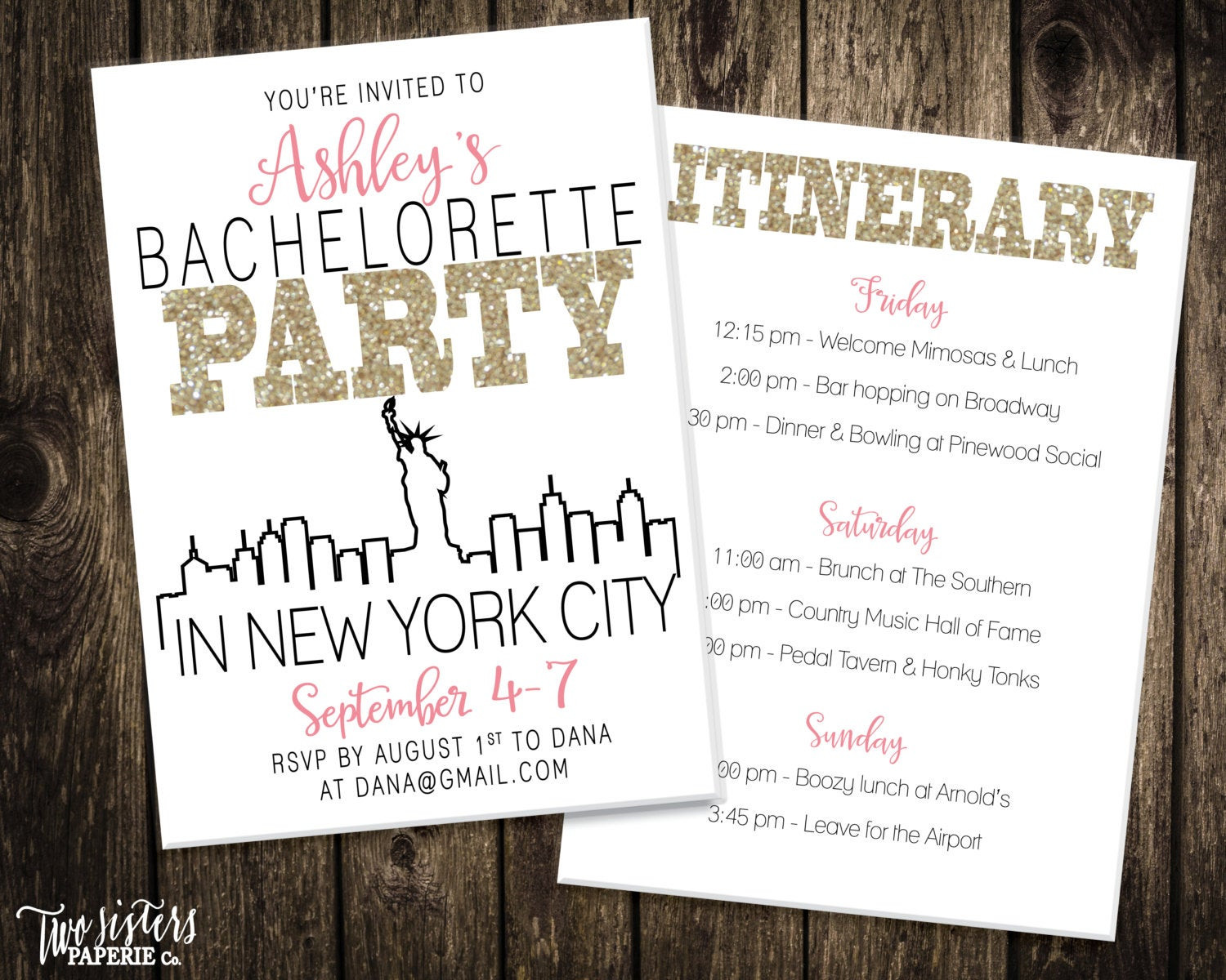 Bachelorette Party Ideas In Nyc
 New York City Bachelorette Party Invitation & Itinerary NEW
