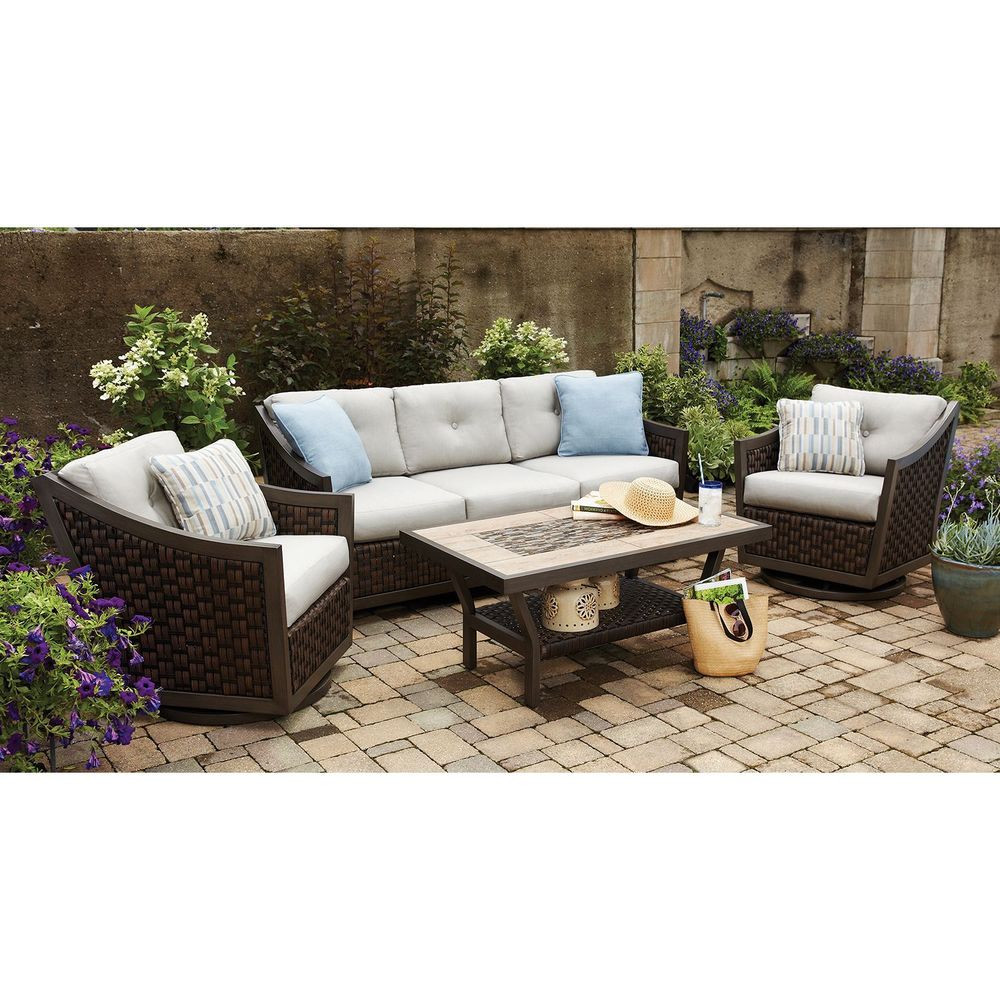 Backyard Furniture Sets
 patio furniture 4 Piece Deep Seating Set with Premium
