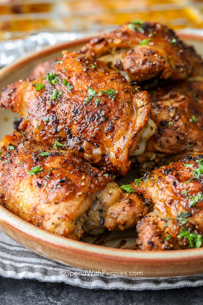 Baked Chicken Receipes
 Crispy Baked Chicken Thighs Perfect every time Spend