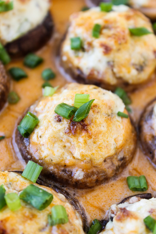 Baked Mushrooms With Cheese
 Bacon Blue Cheese Stuffed Mushrooms with Hot Sauce The
