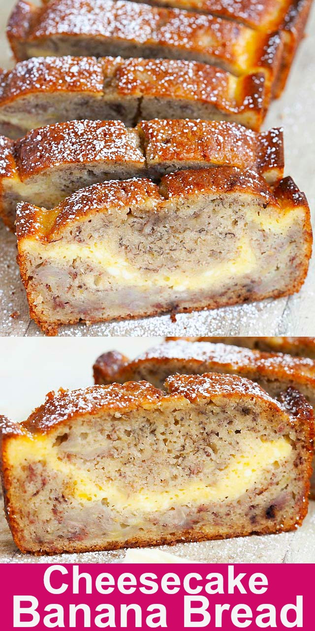 Banana Cheesecake Bread
 Cheesecake Banana Bread Loaded with Cream Cheese Rasa