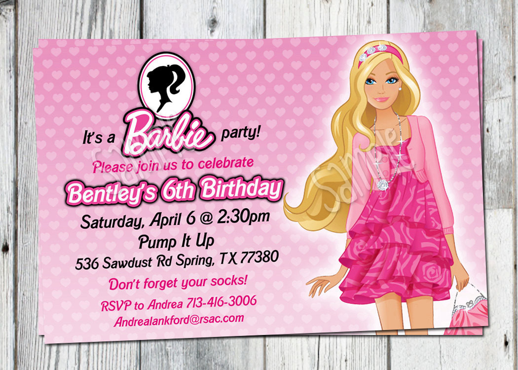 Barbie Birthday Invitations
 Barbie Birthday Invitation Printable Doll by partyprintouts