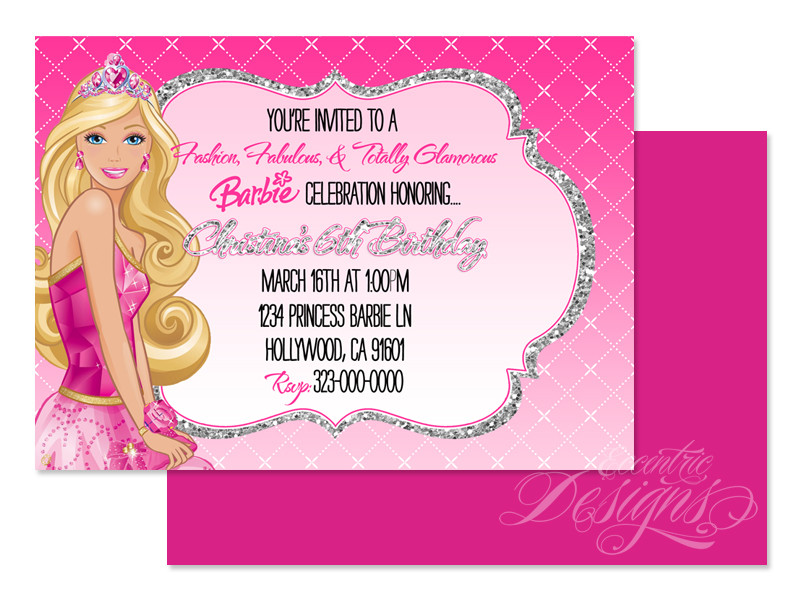 Barbie Birthday Invitations
 Eccentric Designs by Latisha Horton Barbie Birthday