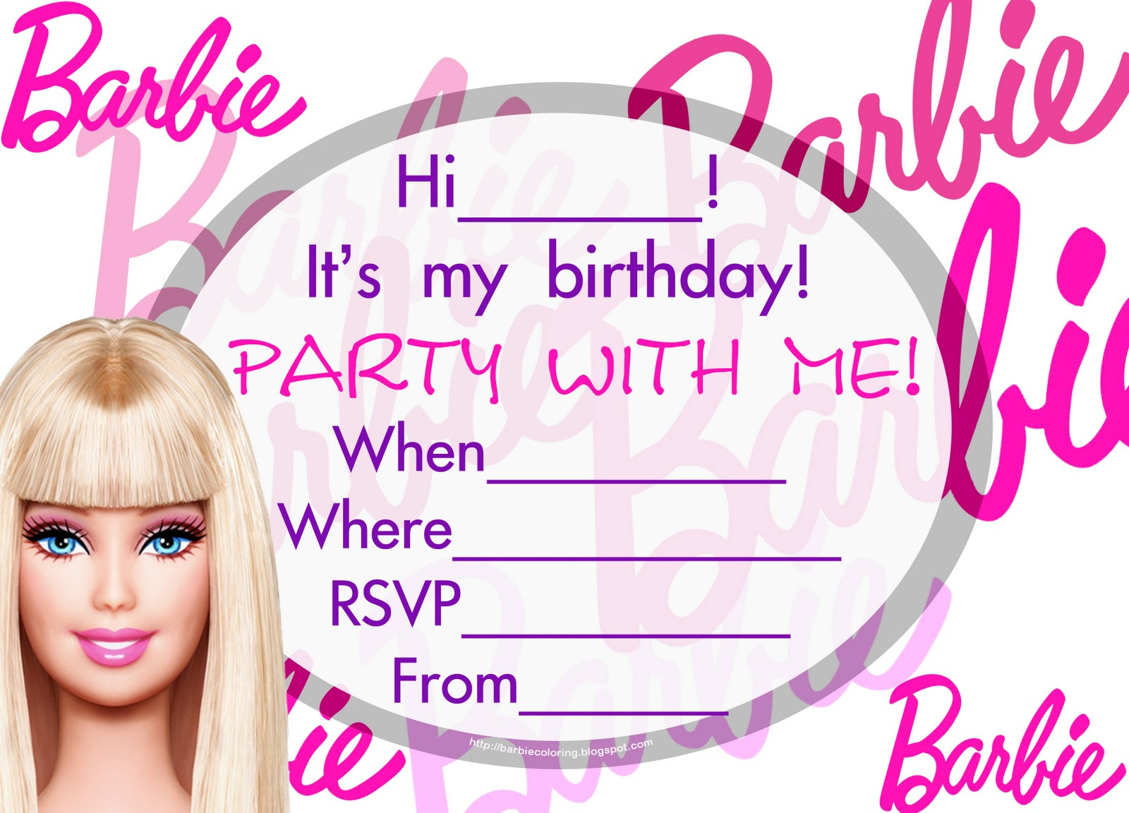 Barbie Birthday Invitations
 Printable Birthday Invitations For Kids Boys or Girls