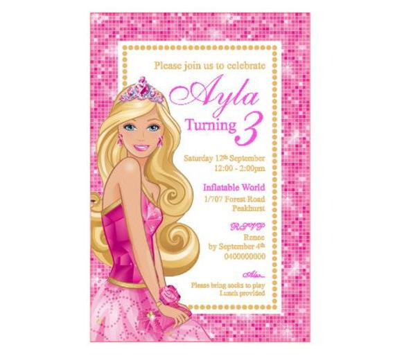 Barbie Birthday Invitations
 Barbie Birthday Invitation PRINTABLE PDF by DIYPartiesByRenee