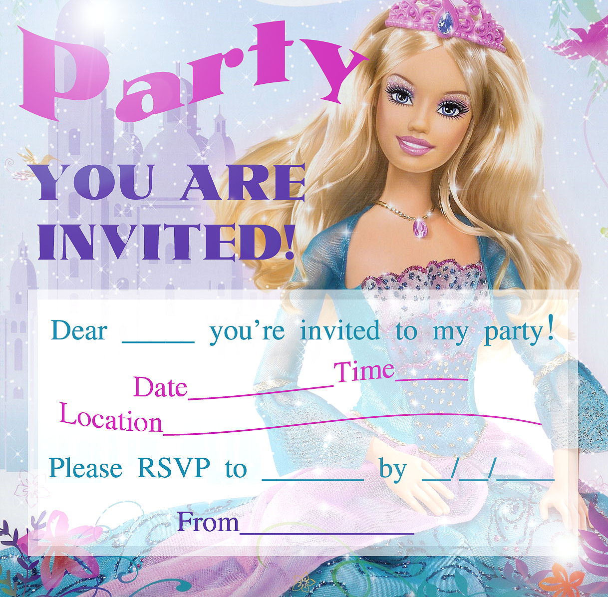 Barbie Birthday Invitations
 BARBIE COLORING PAGES