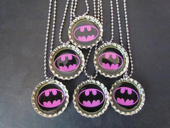 Batgirl Birthday Party Supplies
 Items similar to Batgirl Bottle Cap Party favors 6 add
