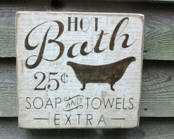 Bathroom Decor Signs
 Bathroom decor wood signs home decor cottage chic country
