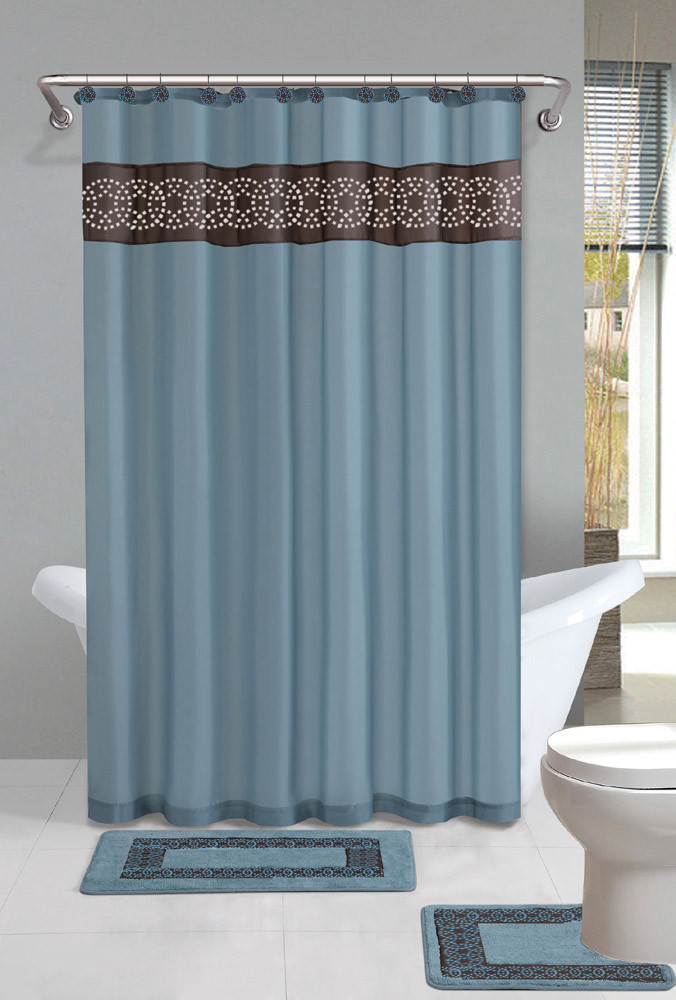 Bathroom Shower Curtain Sets
 Contemporary Bath Shower Curtain 15 Pcs Modern Bathroom