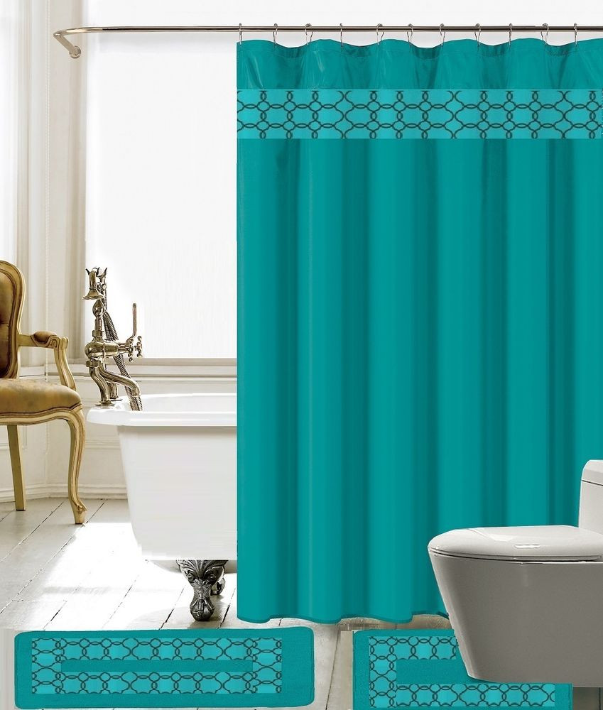Bathroom Shower Curtain Sets
 15 Piece Charlton Embroidery Banded Shower Curtain Bath