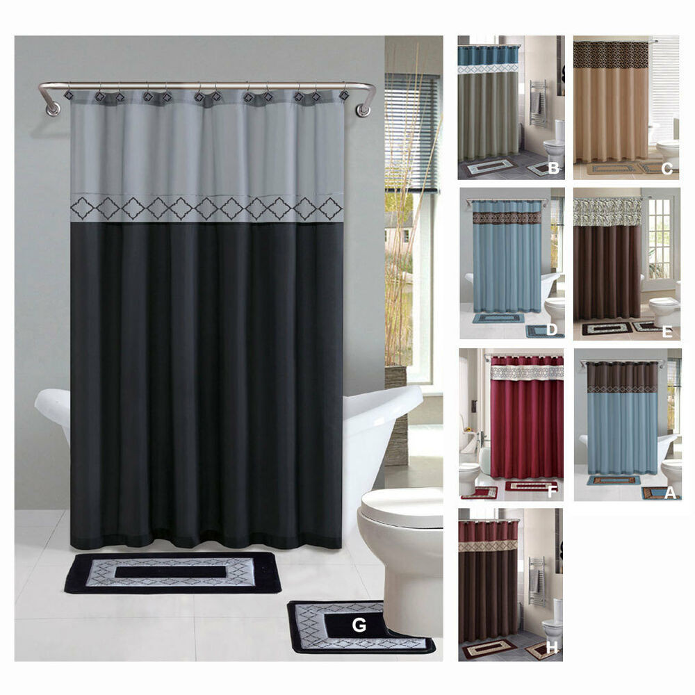 Bathroom Shower Curtain Sets
 Contemporary Bath Shower Curtain 15 Pcs Modern Bathroom