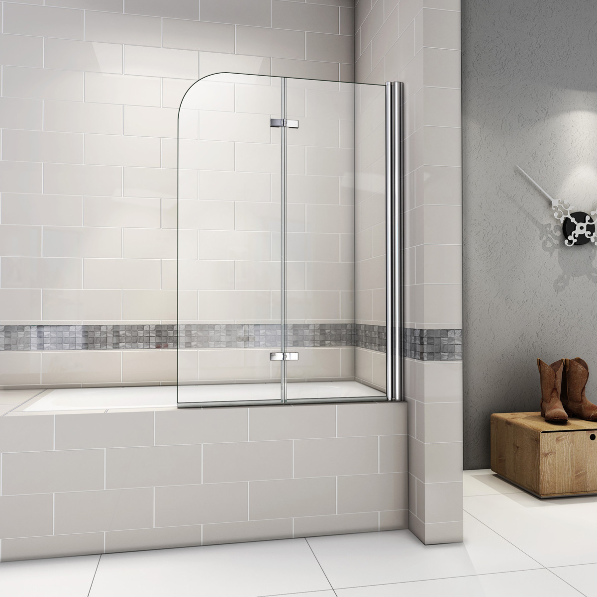 Bathroom Shower Doors
 1000x1400mm 180 Hinge 2 Fold Bath Shower Screen Door