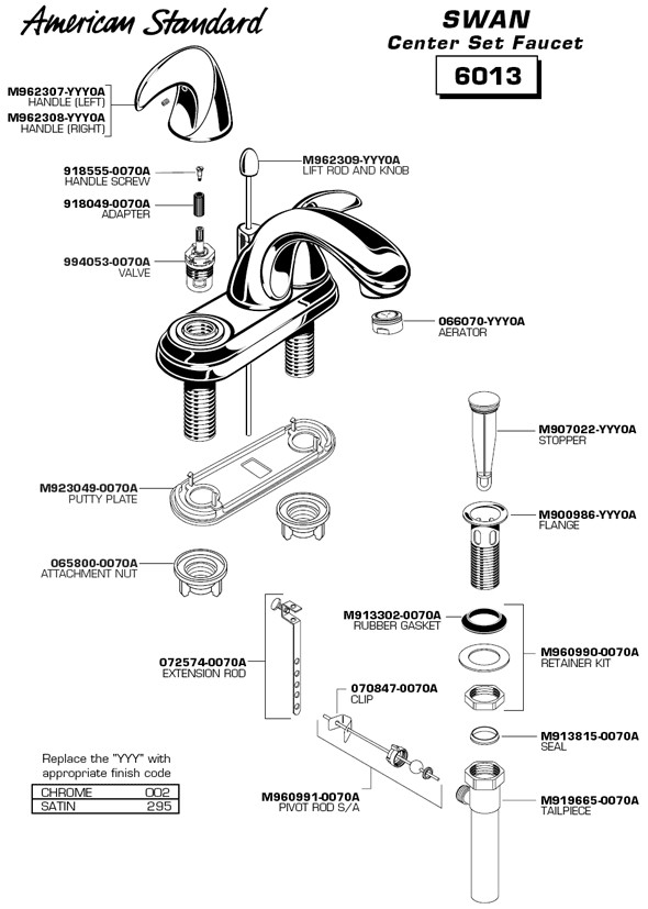 Bathroom Sink Parts Diagram
 PlumbingWarehouse American Standard Bathroom Faucet