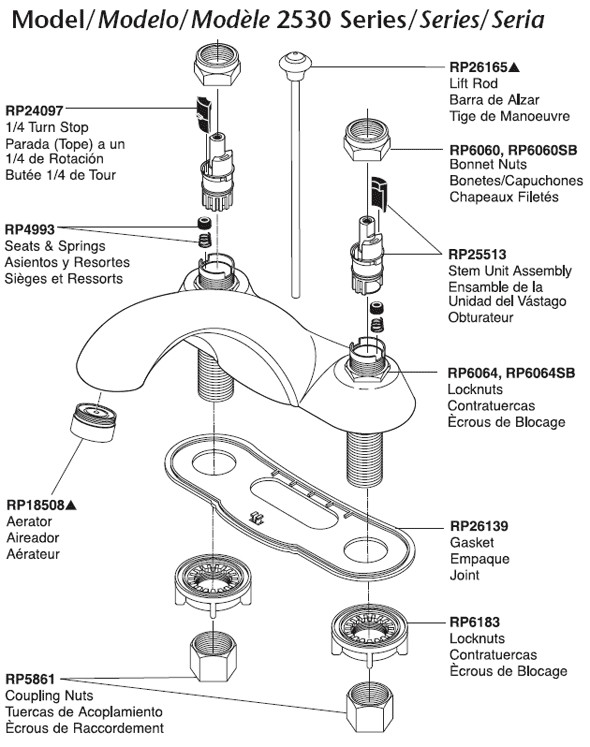 Bathroom Sink Parts Diagram
 FAUCET PARTS HANDLE