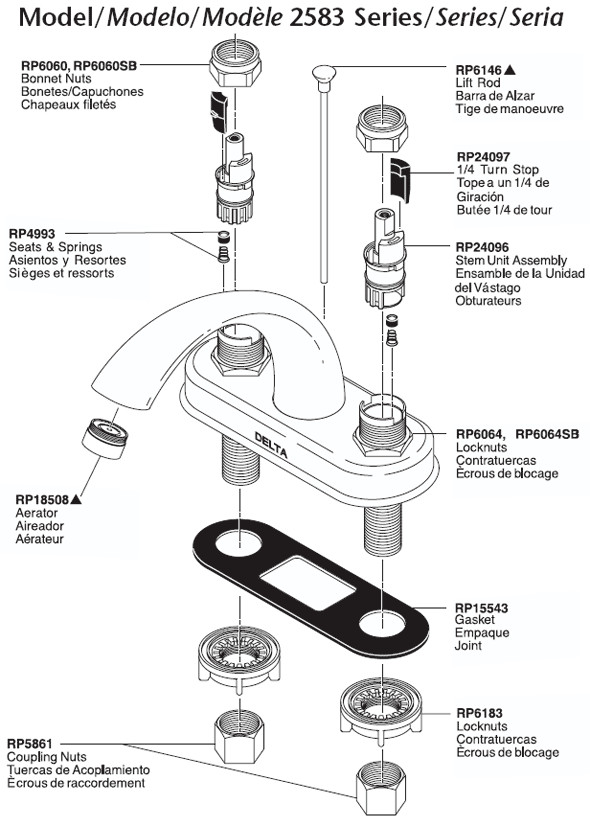 Bathroom Sink Parts Diagram
 PlumbingWarehouse Delta Bathroom Faucet Parts For
