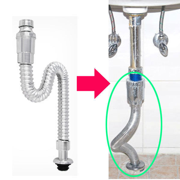 Bathroom Sink Pipes
 Bathroom Silver PVC Flexible anti odor Pipe Sink Basin