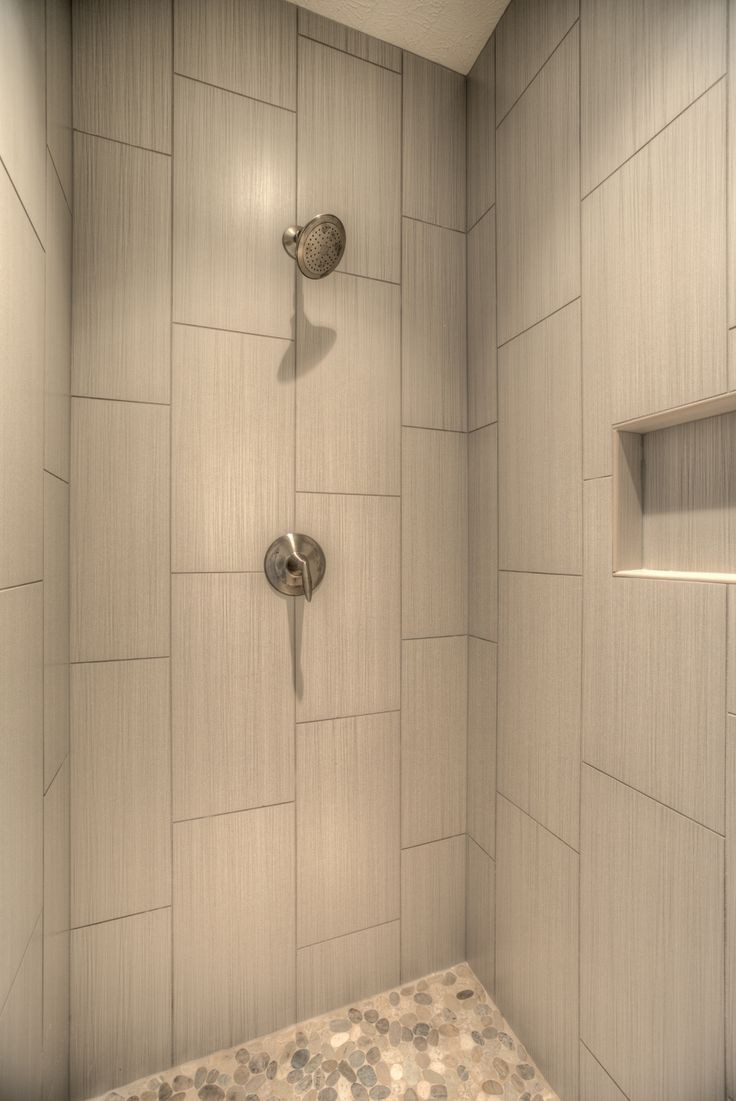 Bathroom Tile Patterns Shower
 Master shower with vertical tile shower shelf pebble