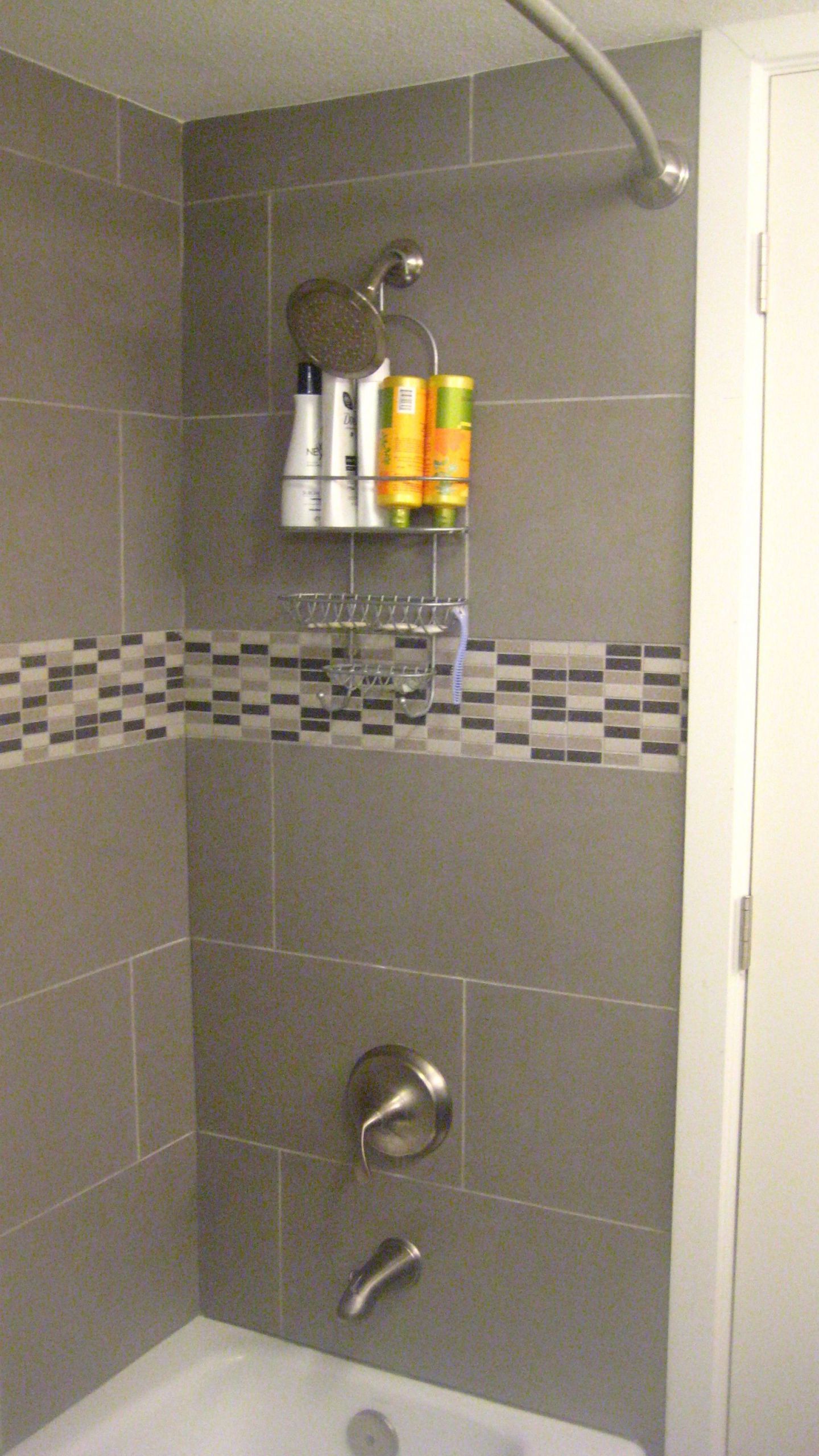 Bathroom Tile Patterns Shower
 Grey 24x12 tile in a subway pattern