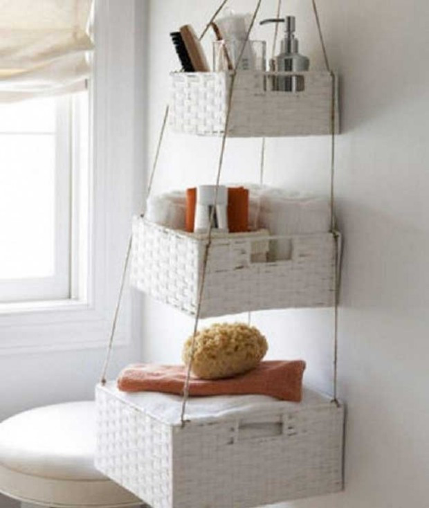 Bathroom Wall Baskets
 16 Clever DIY Storage Hacks for Small Bathrooms Style