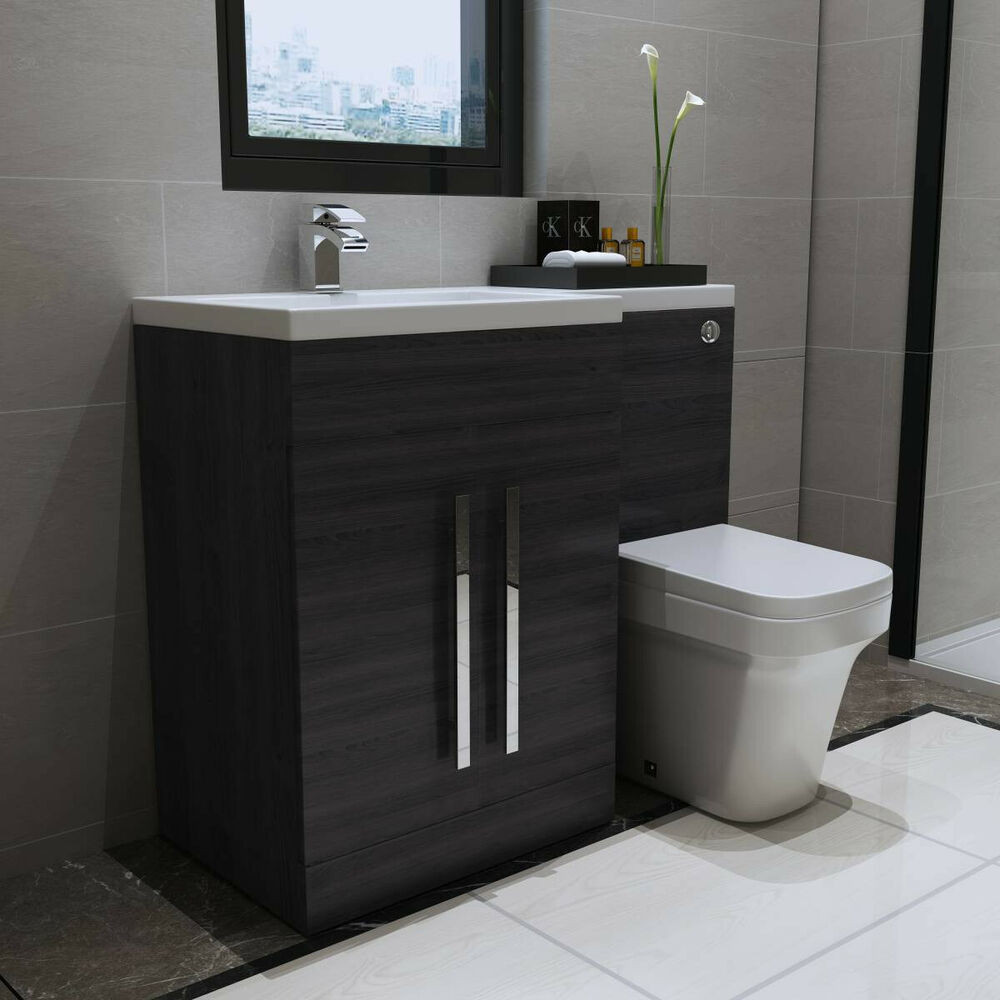 Bathroom Wall Units
 Grey LH bination Bathroom Furniture Vanity Unit & Basin