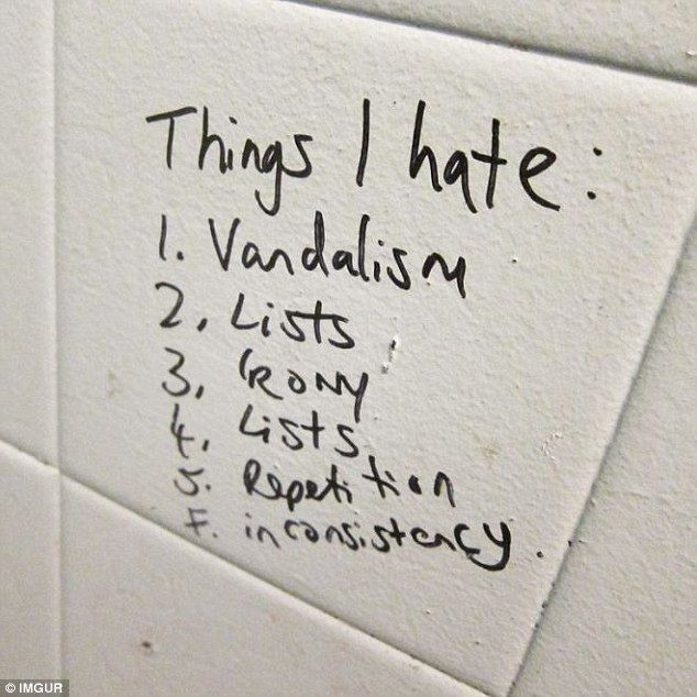 Bathroom Wall Writing
 Now THAT’s toilet humour Bathroom graffiti sweeps the web