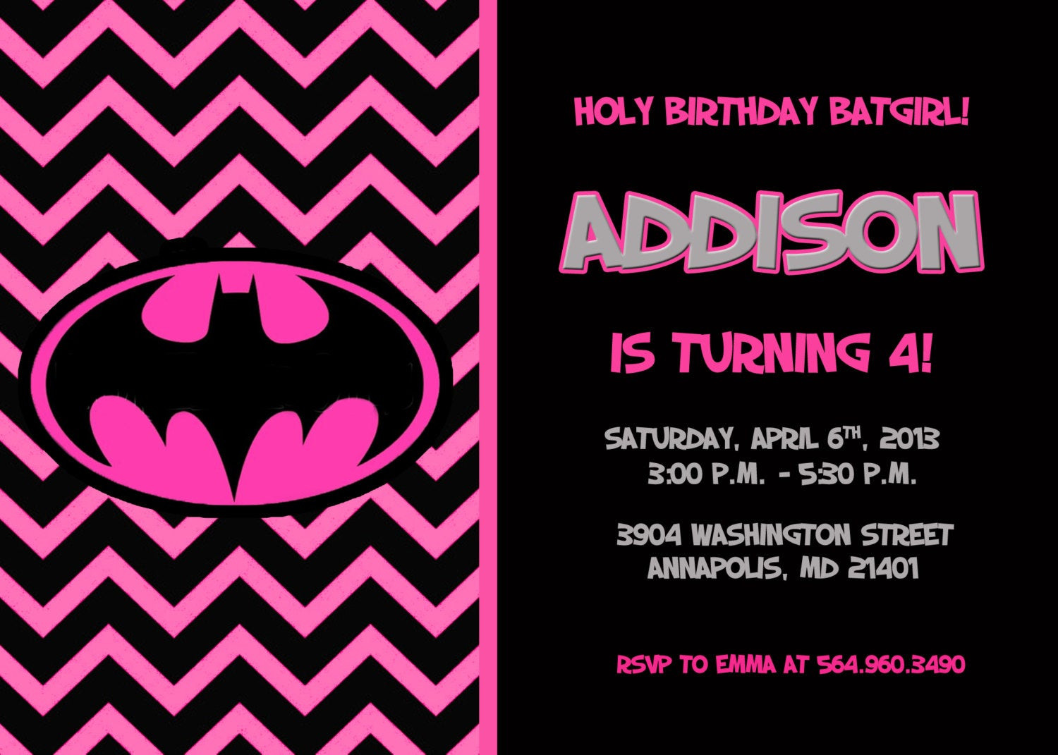 Batman Birthday Party Invitations
 Batman Batgirl Birthday Party Invitation Printable or