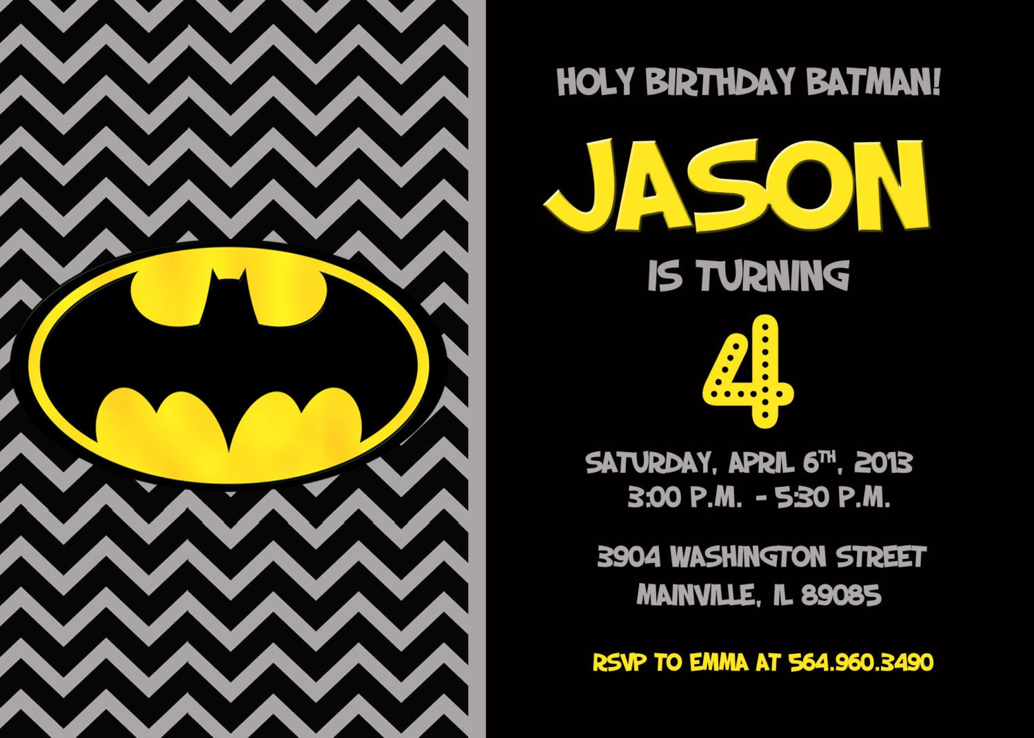 Batman Birthday Party Invitations
 Batman Superhero Birthday Party Invitation by