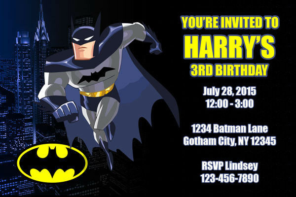 Batman Birthday Party Invitations
 Batman Invitations Birthday Party Invites Personalized