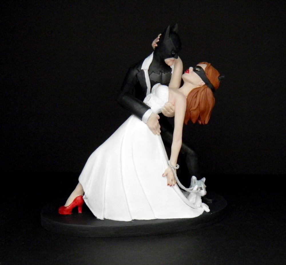 Batman Wedding Cake Topper
 Batman and Catwoman and the pearl necklace stealing cat