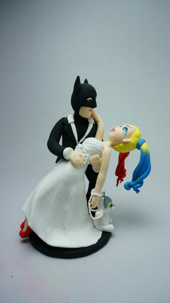 Batman Wedding Cake Topper
 Custom wedding cake topper Batman and Harley Quinn clay