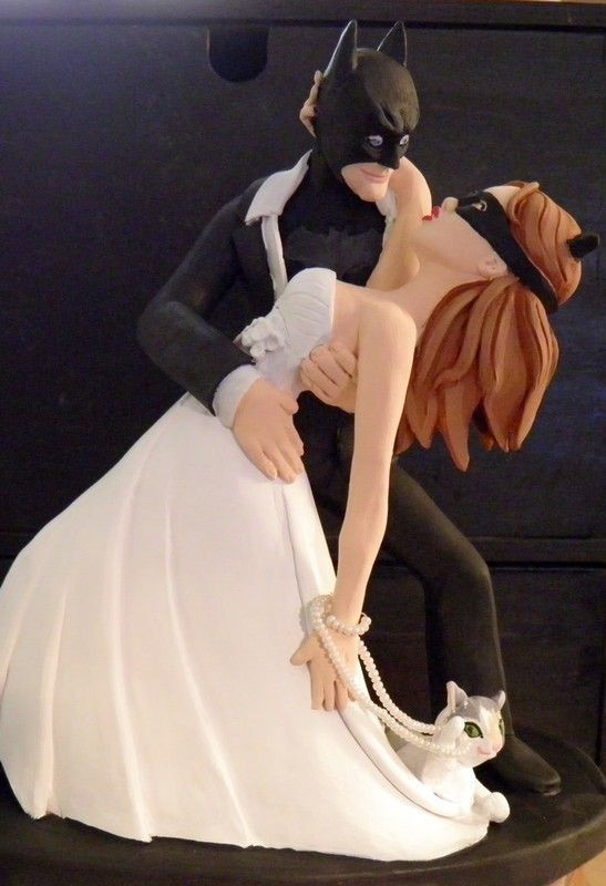 Batman Wedding Cake Topper
 batman and dipping bride cake topper