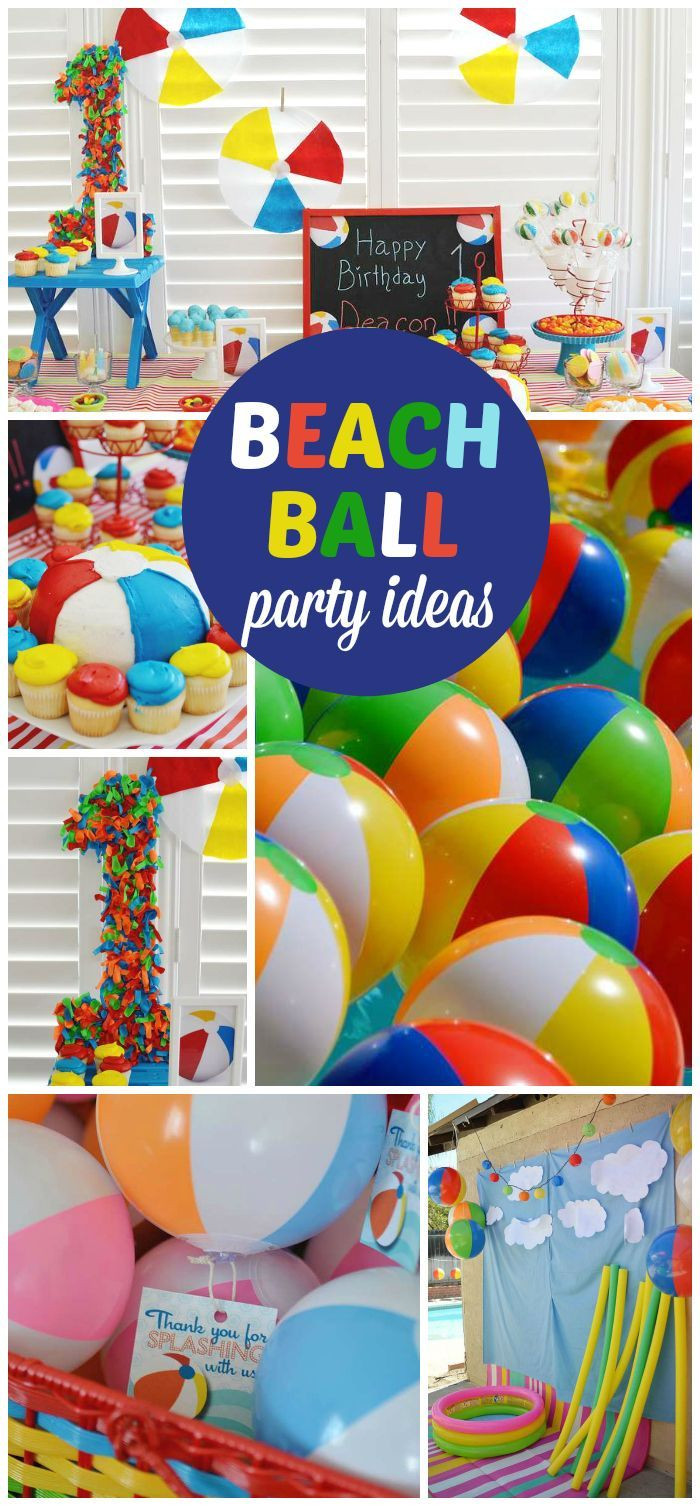 Beach Birthday Party Game Ideas
 A colorful beach ball first boy birthday party with fun
