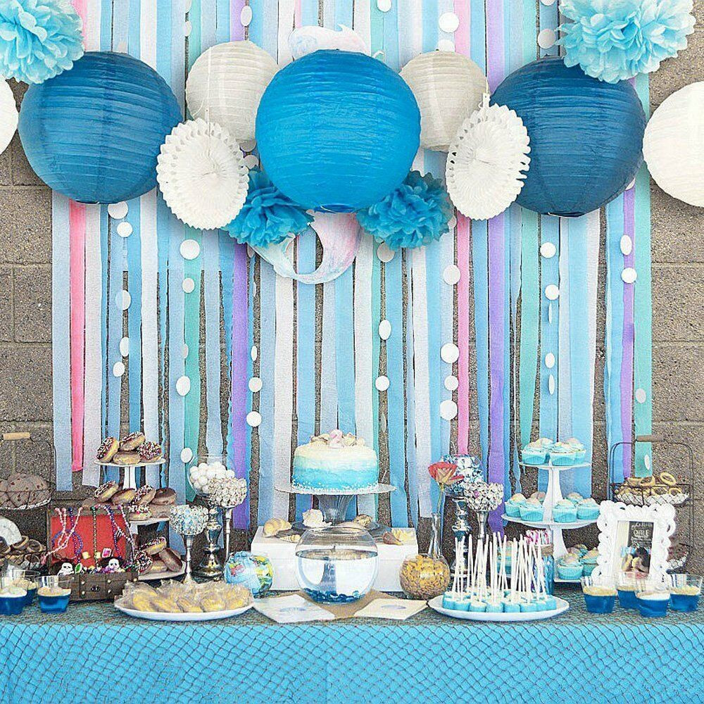 Beach Party Decoration Ideas
 13pcs Blue Beach Themed Party Paper Crafts Decor for
