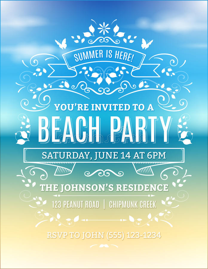 Beach Theme Birthday Invitations
 Beach Party Invitation Stock Vector Image