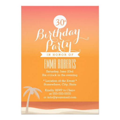 Beach Theme Birthday Invitations
 Tropical Gold Beach Theme Birthday Party 5x7 Paper
