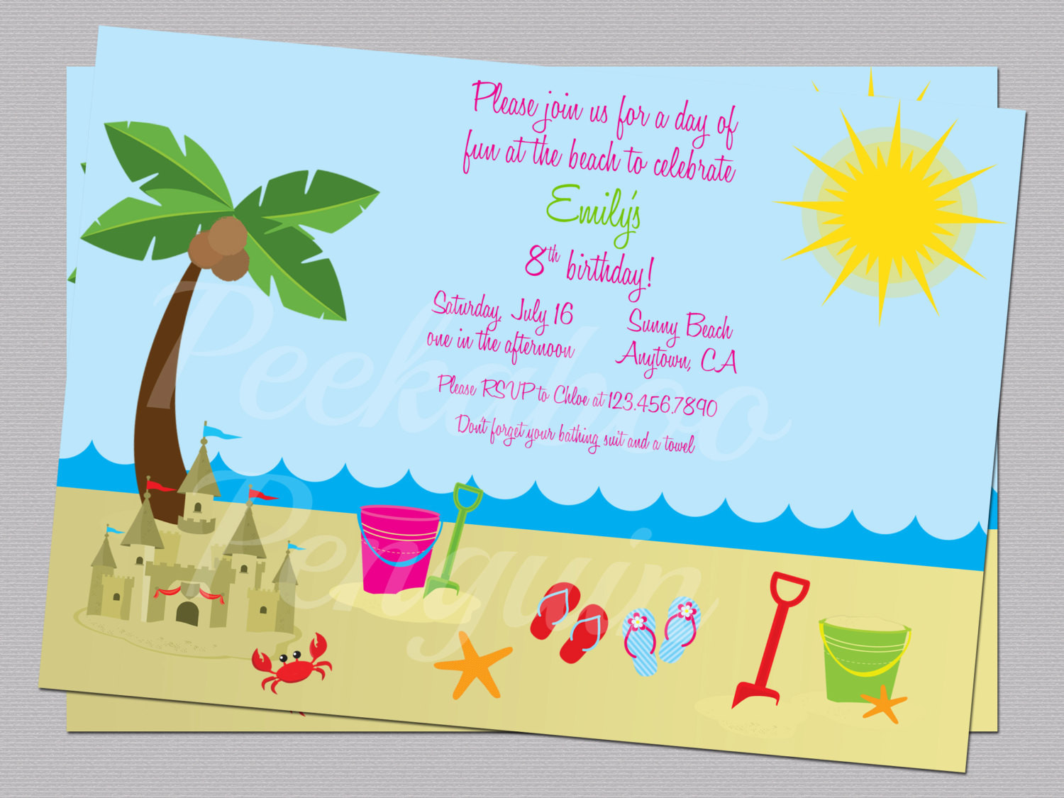 Beach Theme Birthday Invitations
 Beach Invitations Ocean Birthday Party Invites Kid s