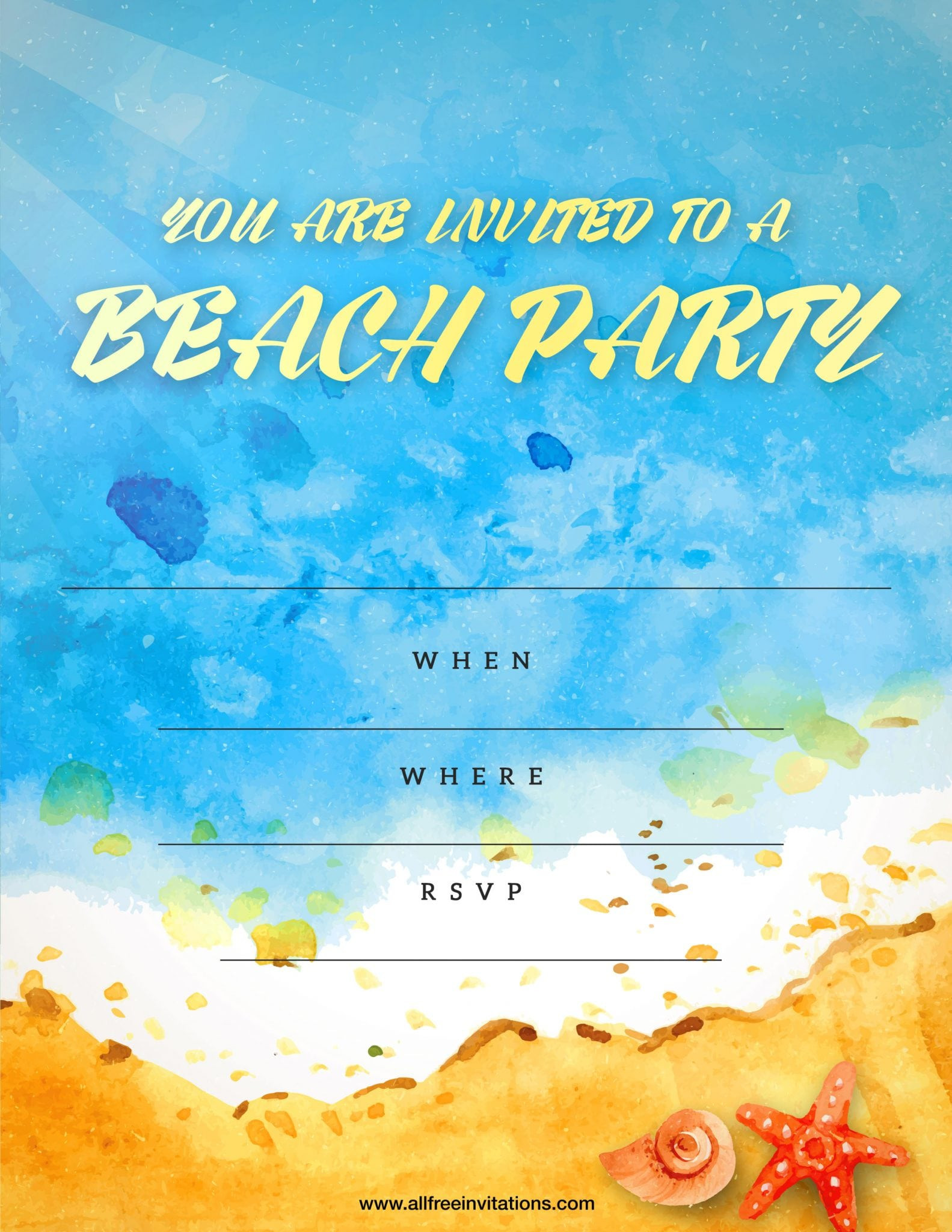Beach Theme Birthday Invitations
 Free Beach Party Invitations All Free Invitations