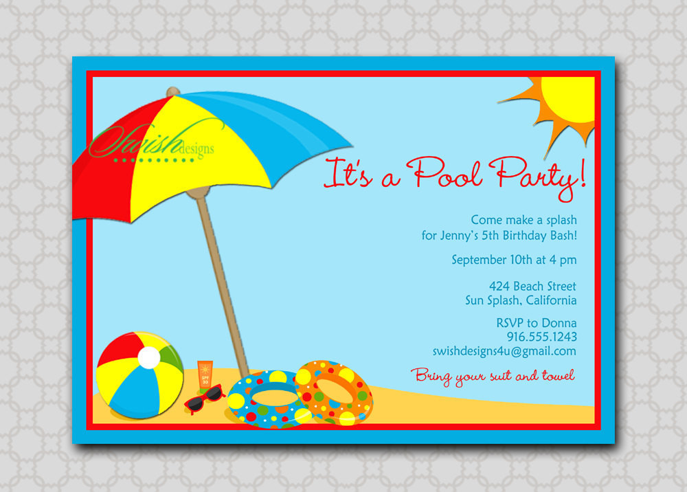 Beach Theme Birthday Invitations
 Beach Party Invitation BBQ End of the Summer Splash