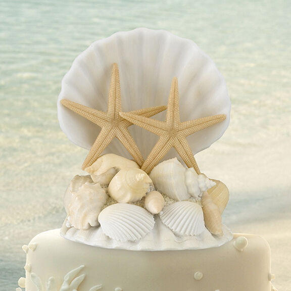 Beach Theme Wedding Cake Toppers
 Seashell Beach Ocean Theme Wedding Cake Topper