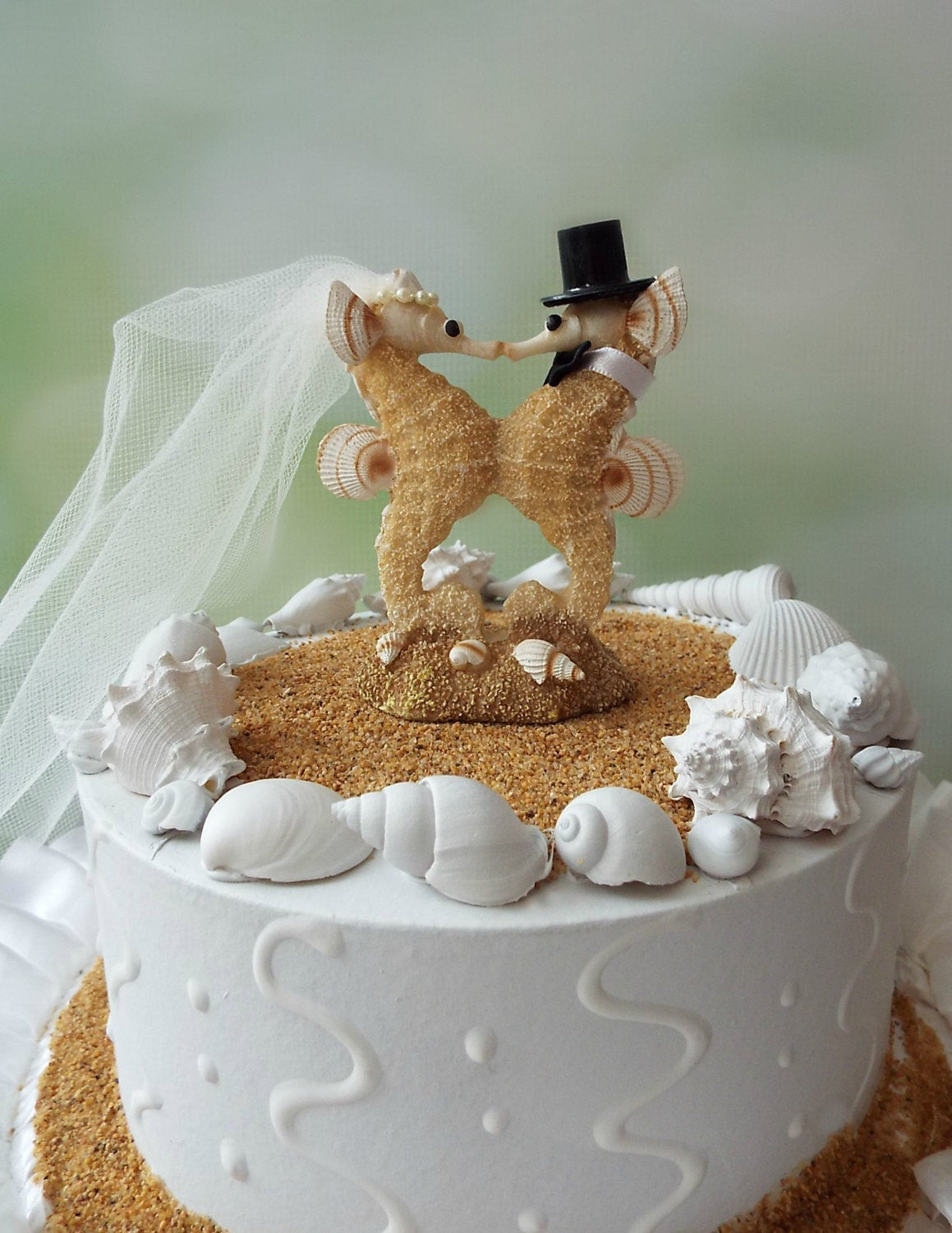 Beach Theme Wedding Cake Toppers
 Sea Horse wedding cake topper bride groom seahorse