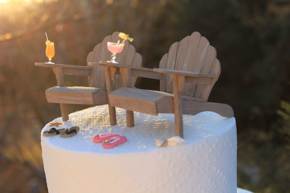 Beach Theme Wedding Cake Toppers
 Beach Theme Wedding Cake Topper Adirondack Chairs & Flip Flops