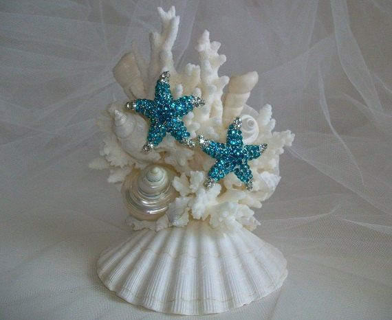 Beach Theme Wedding Cake Toppers
 Beach Theme Wedding Cake Topper Jeweled Starfish Seashell