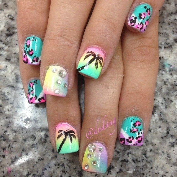Beach Themed Nail Designs
 23 Animal Print and Palm Trees 40 Awesome Beach Themed