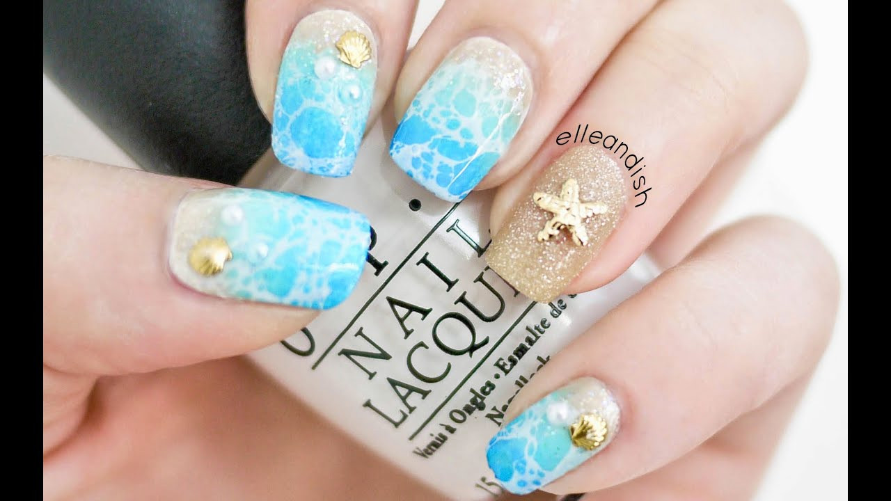 Beach Wedding Nails
 Water Spotted Beach Nails 2 Ways