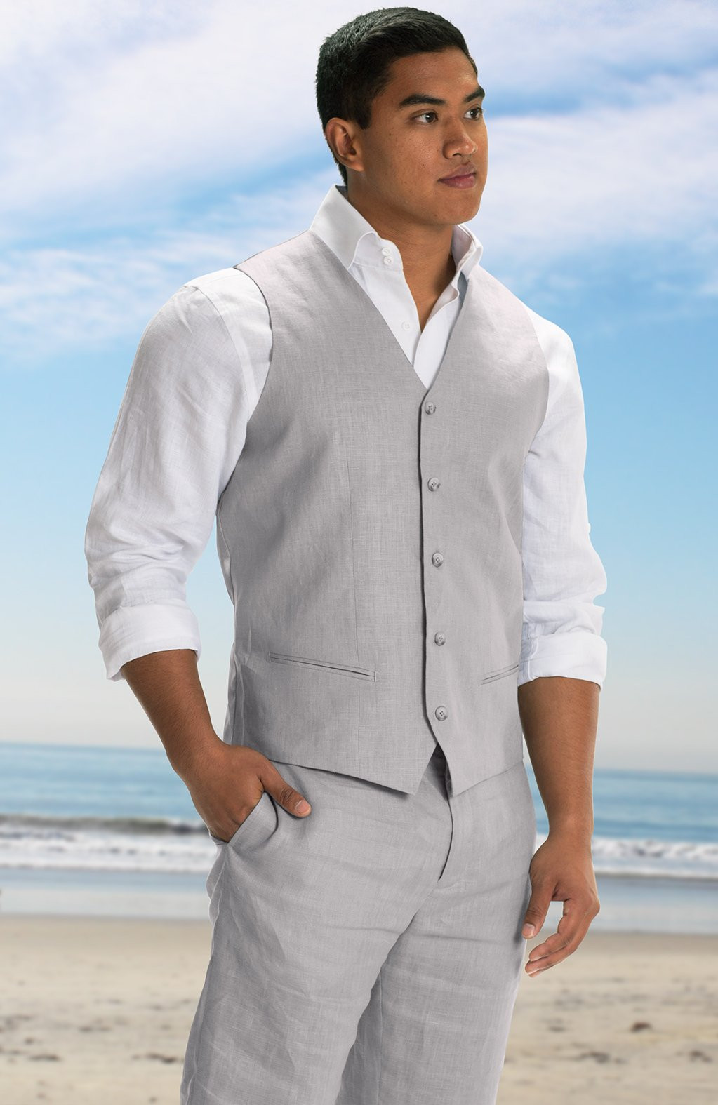Beach Wedding Shirts For Men
 Beach Wedding Attire for Groom Linen Shirts Pants Vests